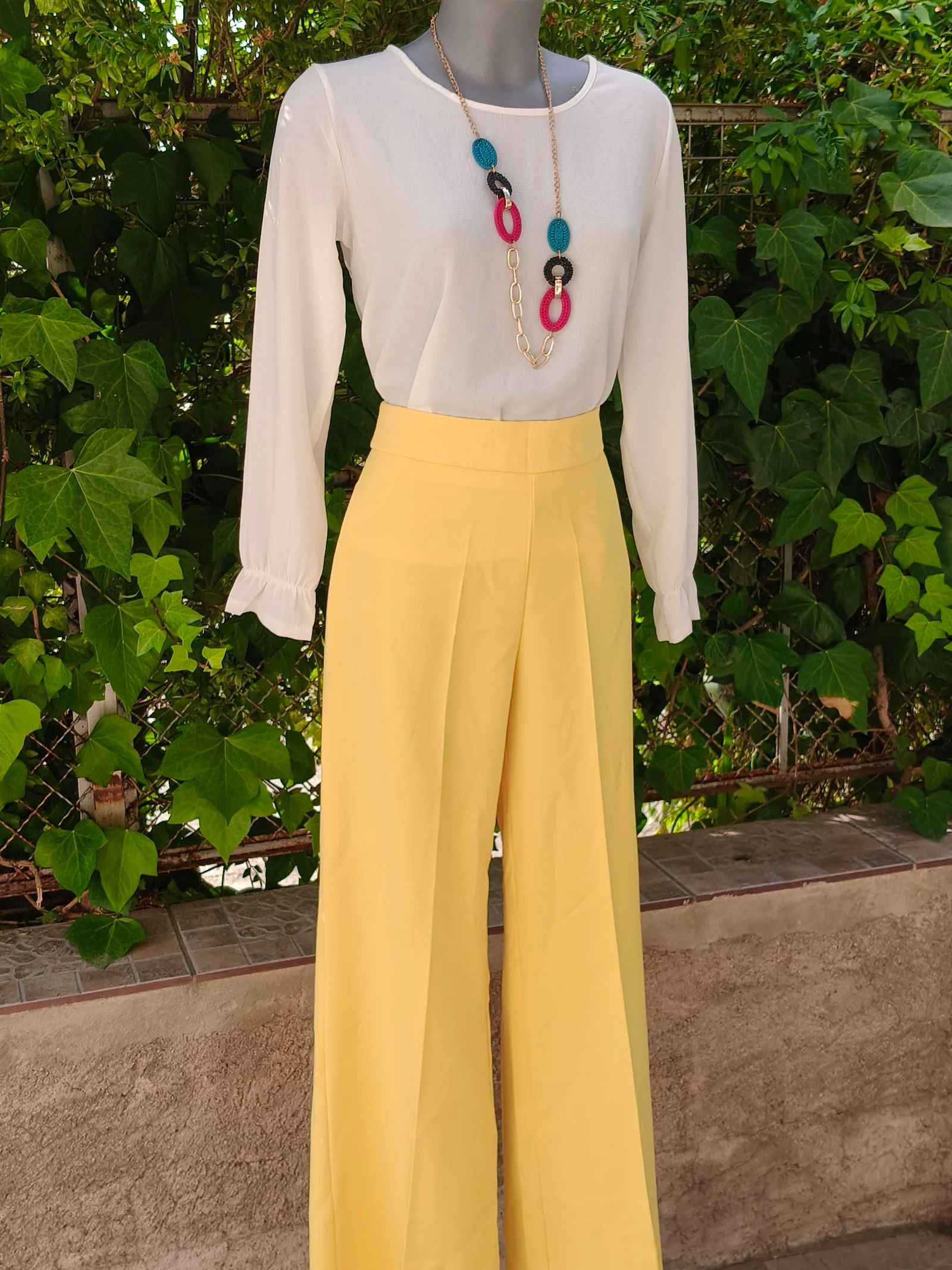 Flowy yellow wide-leg pants – photo 2